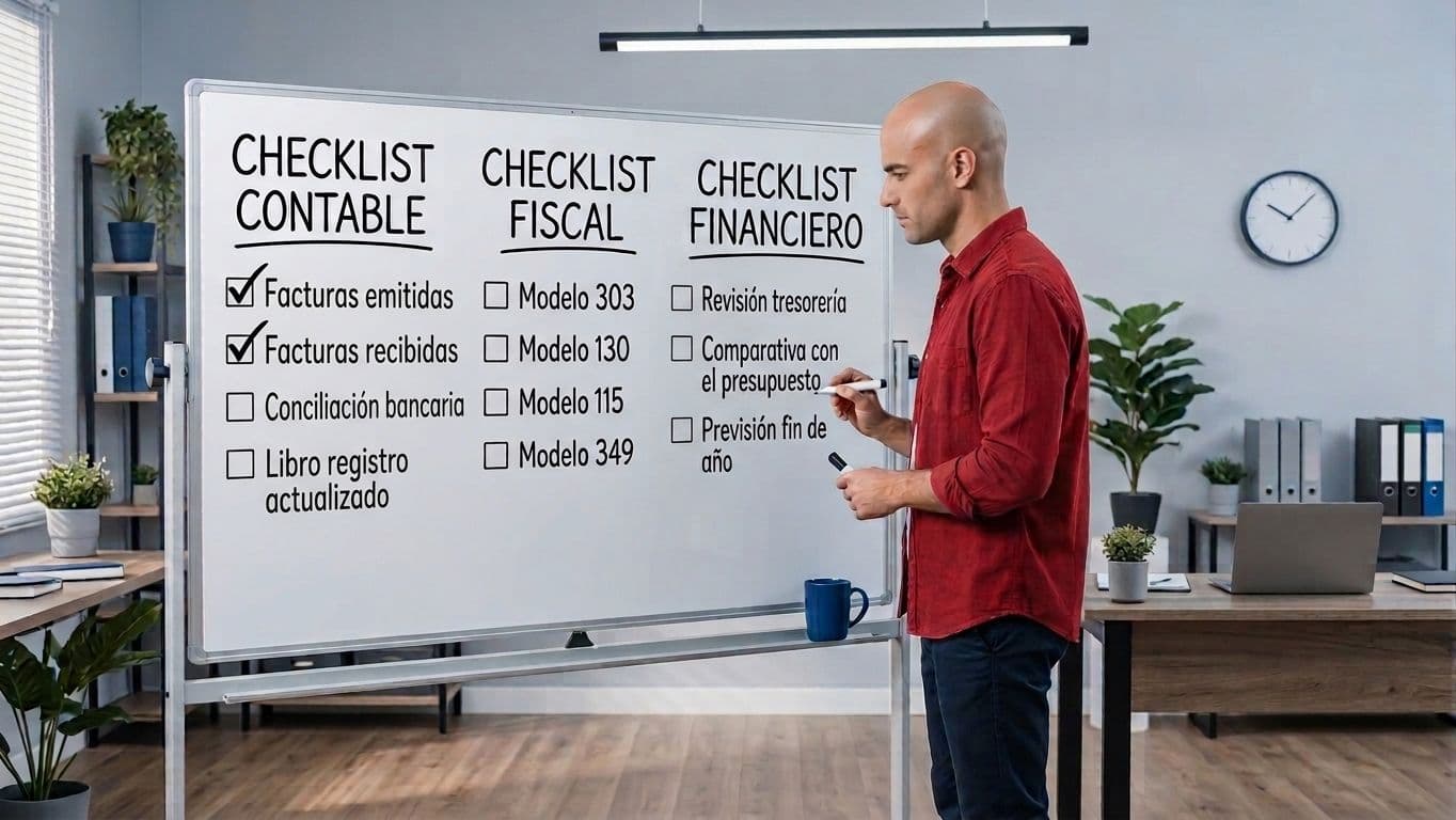 autónomo revisando listado de tareas